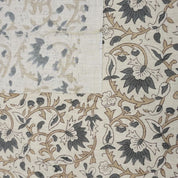 Aristan Hand Block Print Gray Linen Blend Natural Fabric - Madhav