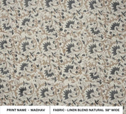 Aristan Hand Block Print Gray Linen Blend Natural Fabric - Madhav