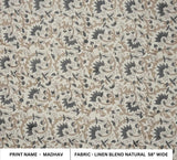 Aristan Hand Block Print Gray Linen Blend Natural Fabric - Madhav