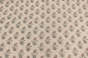 Aristan Hand Block Print GreenThick Linen  Fabric -Coastal Tulip