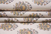 Handblock Printed Boho Green & Mustard Floral Bheeshma Throw in Durable Duck Canvas Fabric