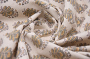 Handblock Printed Boho Green & Mustard Floral Bheeshma Throw in Durable Duck Canvas Fabric