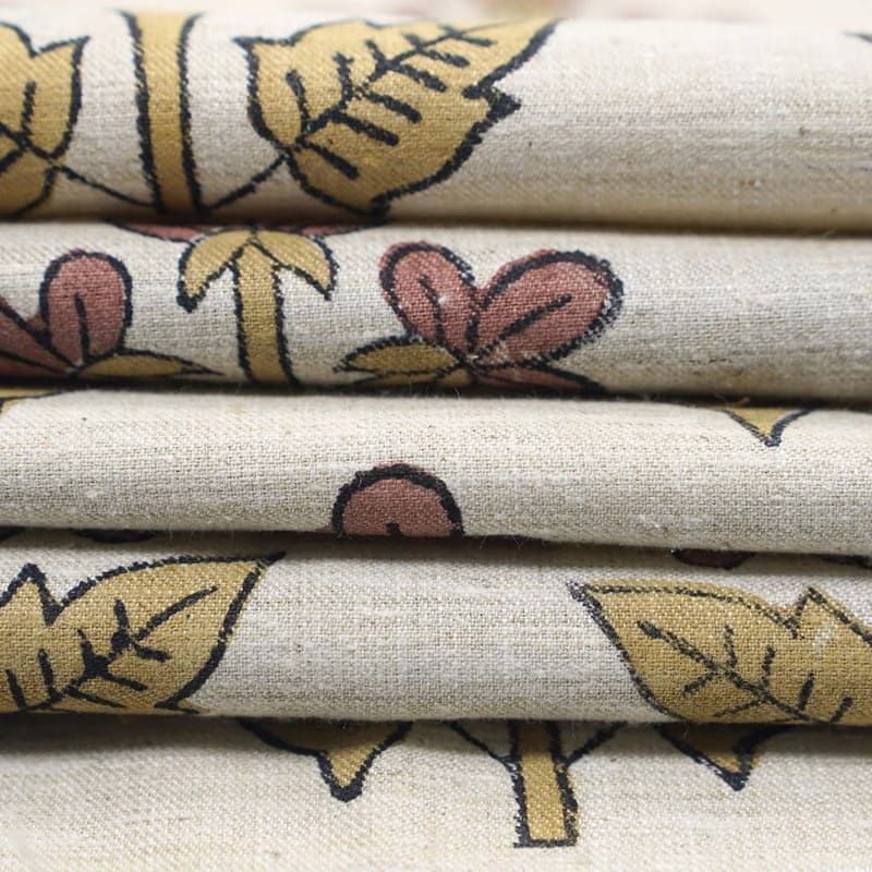 Aristan Hand Block Print Pink Floral Linen Blend Fabric – Chahat Print