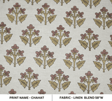 Aristan Hand Block Print Pink Floral Linen Blend Fabric – Chahat Print