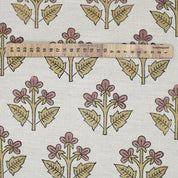 Aristan Hand Block Print Pink Floral Linen Blend Fabric – Chahat Print