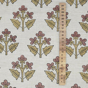 Aristan Hand Block Print Pink Floral Linen Blend Fabric – Chahat Print