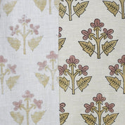 Aristan Hand Block Print Pink Floral Linen Blend Fabric – Chahat Print
