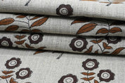 Aristnal Hand Block Print Brown Thick Linen Pure Fabric - Neha