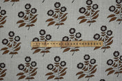 Aristnal Hand Block Print Brown Thick Linen Pure Fabric - Neha