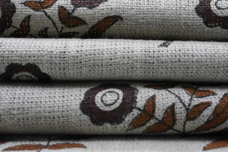 Aristnal Hand Block Print Brown Thick Linen Pure Fabric - Neha
