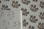 Aristnal Hand Block Print Brown Thick Linen Pure Fabric - Neha