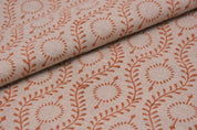 Aristan Handmade Block Print Mustard Pure Linen Fabric - Leher