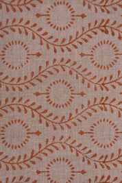 Aristan Handmade Block Print Mustard Pure Linen Fabric - Leher