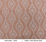 Aristan Handmade Block Print Mustard Pure Linen Fabric - Leher