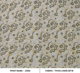 Handmade Block Print Beige Thick Linen 58W Fabric - Jonk
