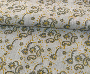 Handmade Block Print Beige Thick Linen 58W Fabric - Jonk