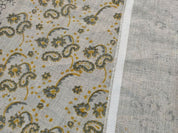 Handmade Block Print Beige Thick Linen 58W Fabric - Jonk