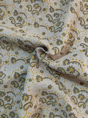 Handmade Block Print Beige Thick Linen 58W Fabric - Jonk