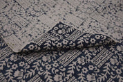 Aristan Handmade Block Print Blue Pure Linen Fabric -Mumtaj