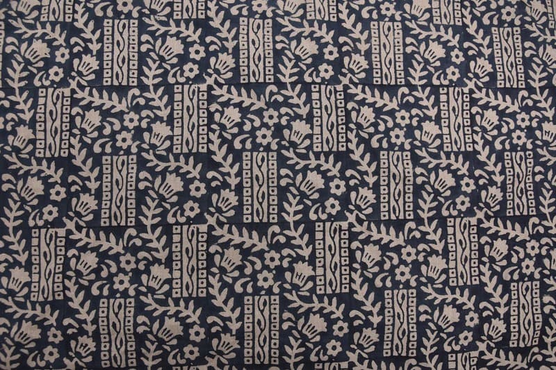 Aristan Handmade Block Print Blue Pure Linen Fabric -Mumtaj