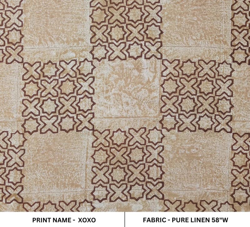 Aristan Handmade Block Print Pure Linen  Fabric - XOXO