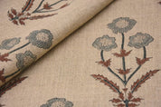 Handmade Block Print Brown Thick Linen Fabric - Amitabh
