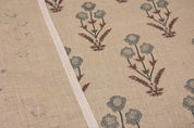 Handmade Block Print Brown Thick Linen Fabric - Amitabh