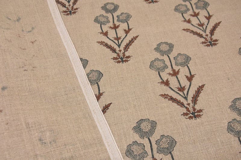 Handmade Block Print Brown Thick Linen Fabric - Amitabh