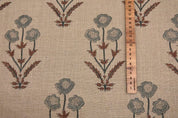 Handmade Block Print Brown Thick Linen Fabric - Amitabh
