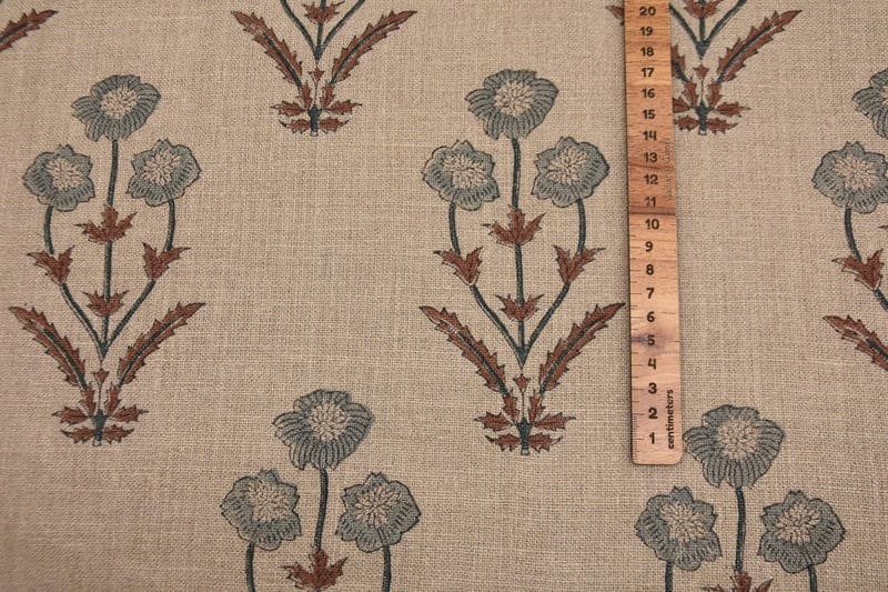 Handmade Block Print Brown Thick Linen Fabric - Amitabh