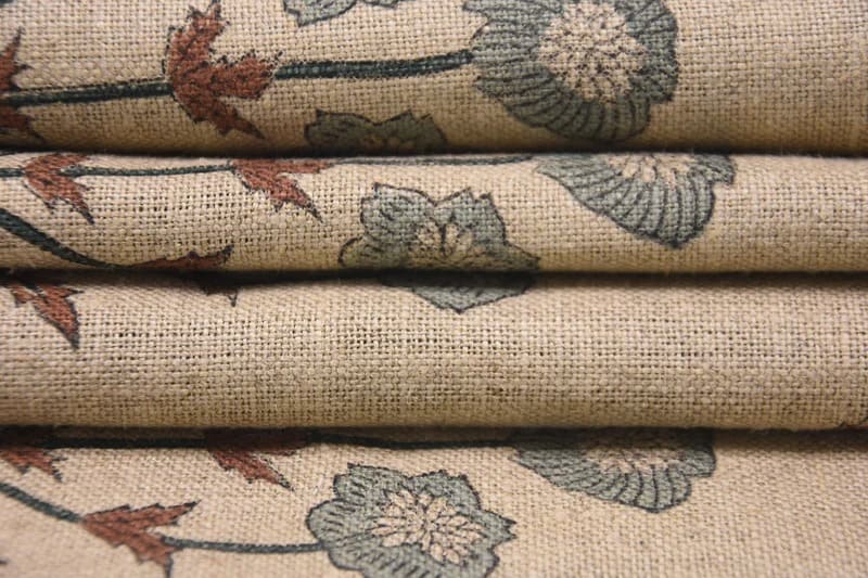 Handmade Block Print Brown Thick Linen Fabric - Amitabh