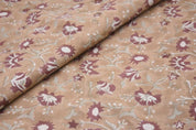 Aristan Handmade Block Print Mustard Pure Linen Fabric - Naayab