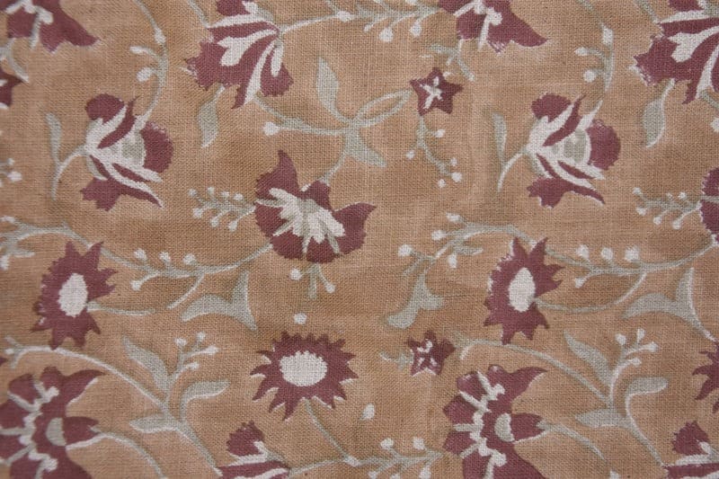 Aristan Handmade Block Print Mustard Pure Linen Fabric - Naayab