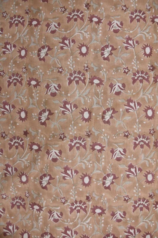 Aristan Handmade Block Print Mustard Pure Linen Fabric - Naayab