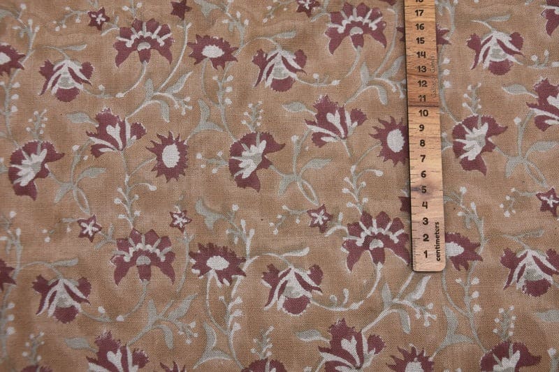 Aristan Handmade Block Print Mustard Pure Linen Fabric - Naayab