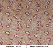 Aristan Handmade Block Print Mustard Pure Linen Fabric - Naayab