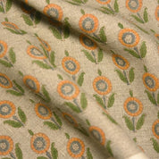Aristan Handmade Block Print Mustard Thick Linen Fabric - Arjun