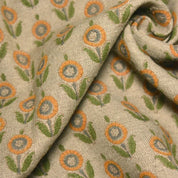 Aristan Handmade Block Print Mustard Thick Linen Fabric - Arjun