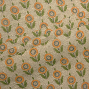 Aristan Handmade Block Print Mustard Thick Linen Fabric - Arjun