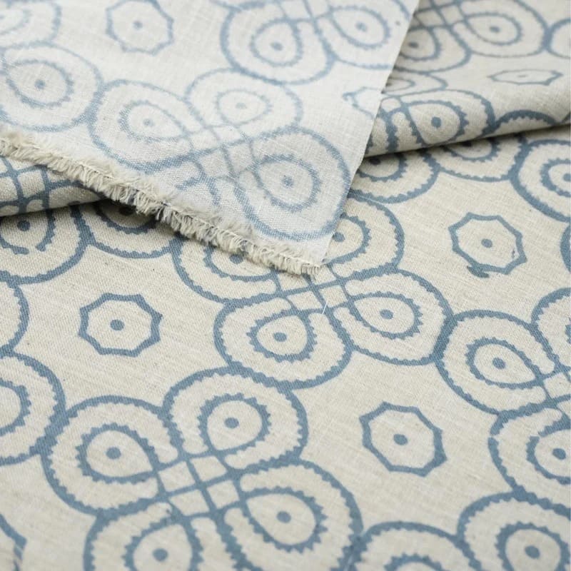 Aristan Handmade Gray Floral Linen Blend Fabric For Curtain  - Shubhang