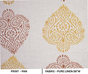 Handcrafted Block Print Mustard Floral Pure Linen Fabric  - Pan