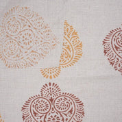 Handcrafted Block Print Mustard Floral Pure Linen Fabric  - Pan