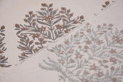 Aristan Hand Block Print Brown Floral  Duck Canvas Fabric - Vrindavan