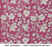 Indian Aristan Hand Block Print Pink Linen Blend Fabric - Manikarnika