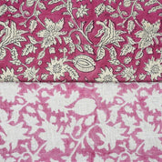 Indian Aristan Hand Block Print Pink Linen Blend Fabric - Manikarnika