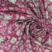 Indian Aristan Hand Block Print Pink Linen Blend Fabric - Manikarnika