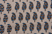 Aristan Handmade Block Print Blue Pure Linen Fabric - Lil Paisley