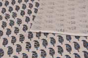Aristan Handmade Block Print Blue Pure Linen Fabric - Lil Paisley