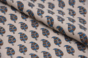 Aristan Handmade Block Print Blue Pure Linen Fabric - Lil Paisley