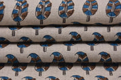 Aristan Handmade Block Print Blue Pure Linen Fabric - Lil Paisley